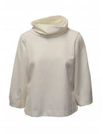 European Culture high neck sweatshirt in ivory white mixed viscose 45X0 2545 0106