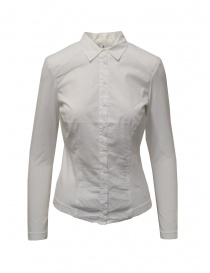 European Culture camicia bianca con maniche e fianchi in jersey 65FU 3217 1101 order online