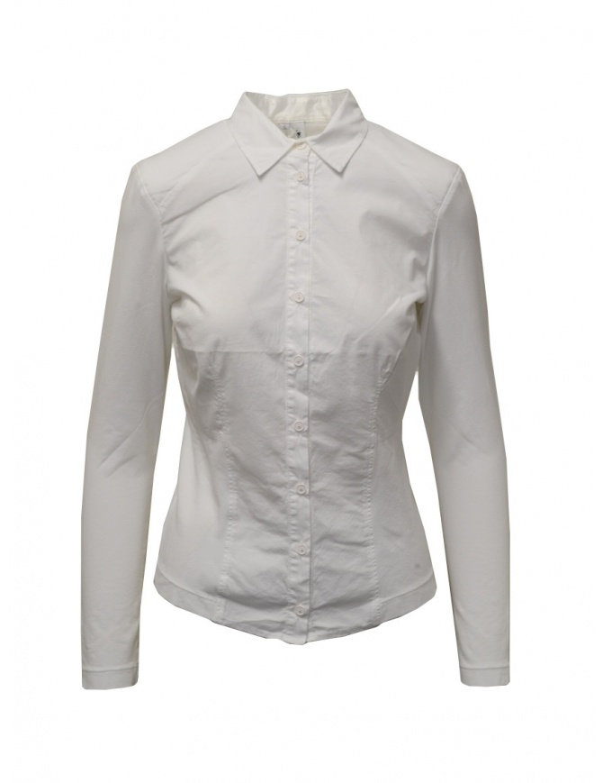 European Culture camicia bianca con maniche e fianchi in jersey 65FU 3217 1101 camicie donna online shopping