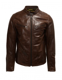 Rude Riders giubbino in pelle marrone da motociclista P94505 BIKER ordine online