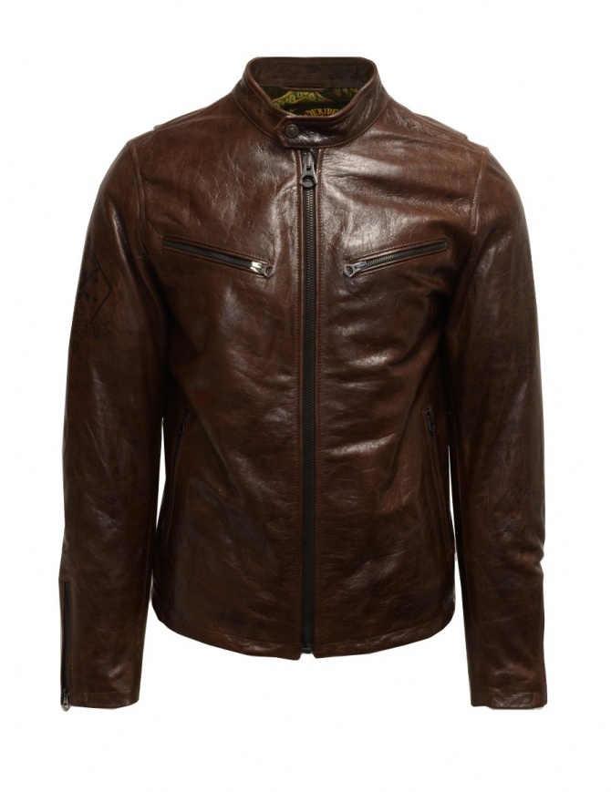 Rude Riders brown leather jacket for biker P94505 BIKER mens jackets online shopping