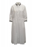 Miyao lungo vestito a camicia bianco con ricami neri