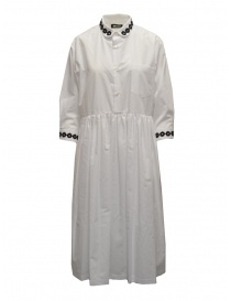 Miyao lungo vestito a camicia bianco con ricami neri online