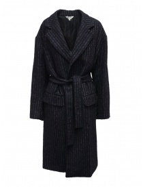 Womens coats online: Miyao long blue pinstripe coat