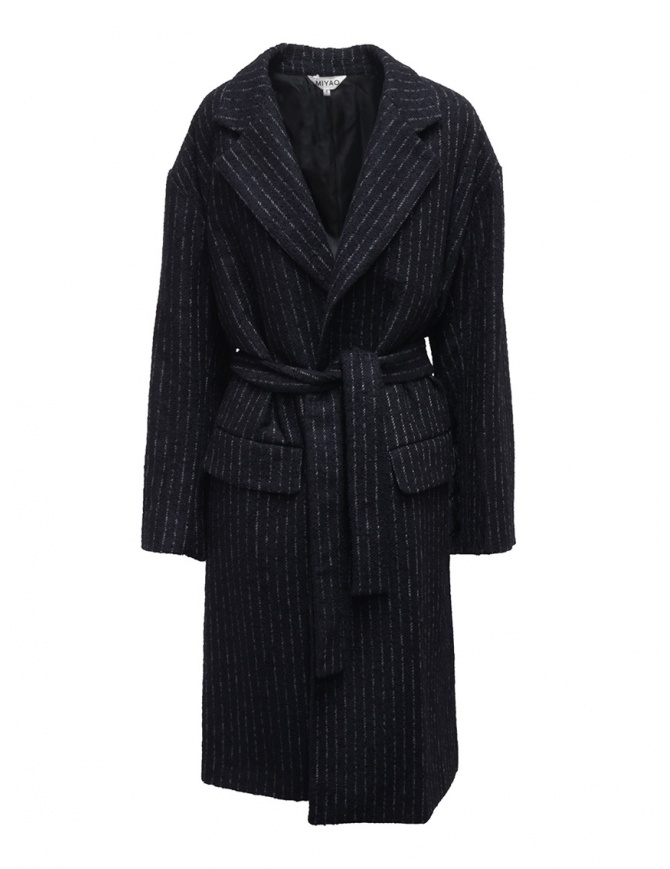 Miyao long blue pinstripe coat MTUN-02 STRIPE womens coats online shopping