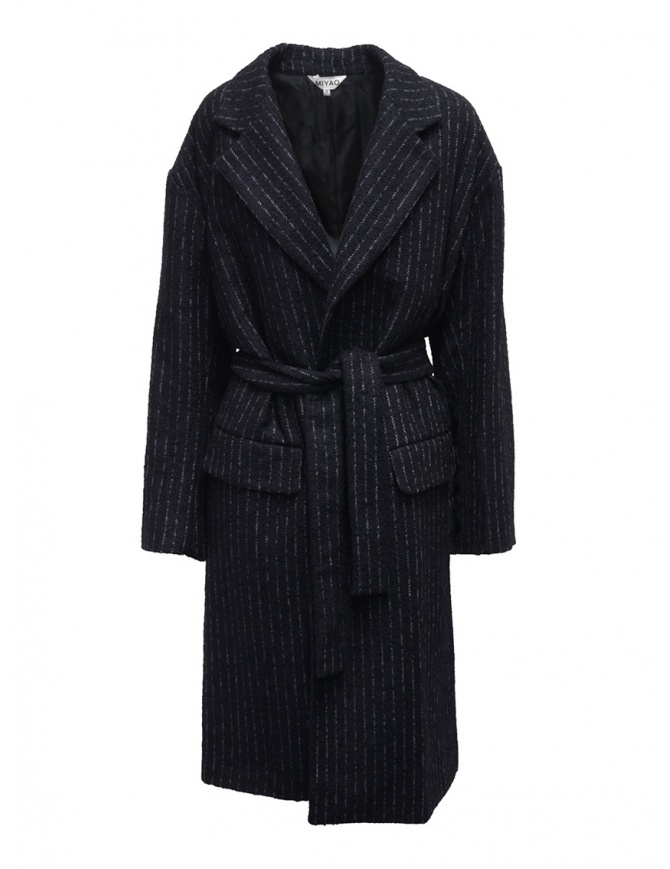 Miyao lungo cappotto gessato blu MTUN-02 STRIPE cappotti donna online shopping