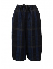 Vlas Blomme pantaloni cropped a quadri blu 13544801 NAVY