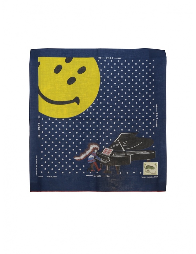 Kapital bandana Love & Peace and Beethoven with smiley Z2009XG516 NAVY scarves online shopping