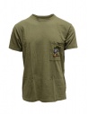 Kapital khaki green t-shirt with pocket and flags buy online EK-1224 KHAKI