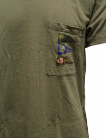 Kapital khaki green t-shirt with pocket and flags price