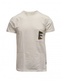 Mens t shirts online: Kapital white T-shirt with pocket and flags