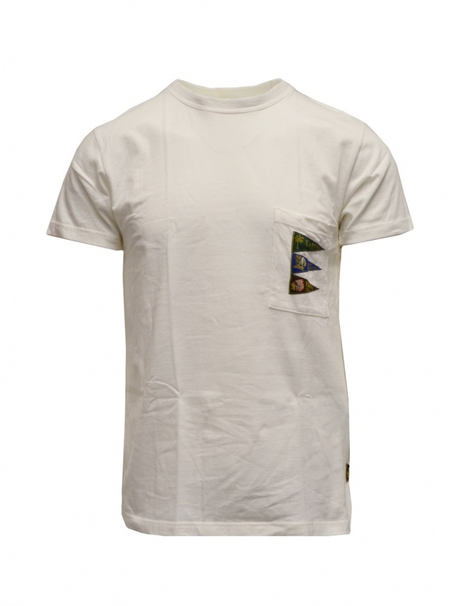 Kapital T-shirt bianca con taschino e bandiere EK-1224 WHITE t shirt uomo online shopping