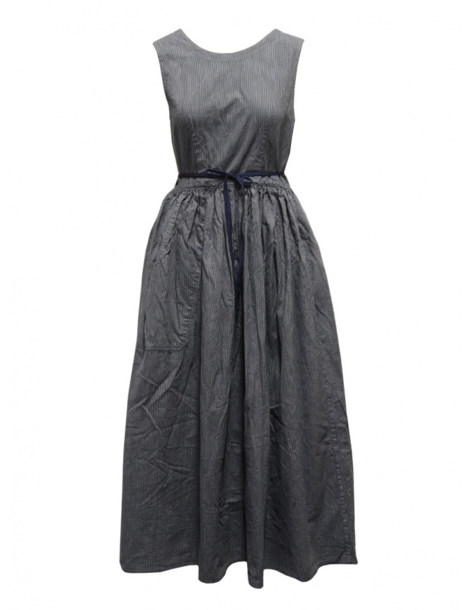 Kapital apron dress in pinstripe denim K2009OP029 IDG womens dresses online shopping