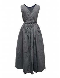 Kapital apron dress in pinstripe denim