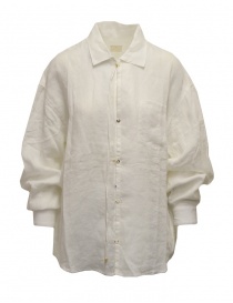 Kapital camicia bianca ricamata in lino K2009LS002 WHITE