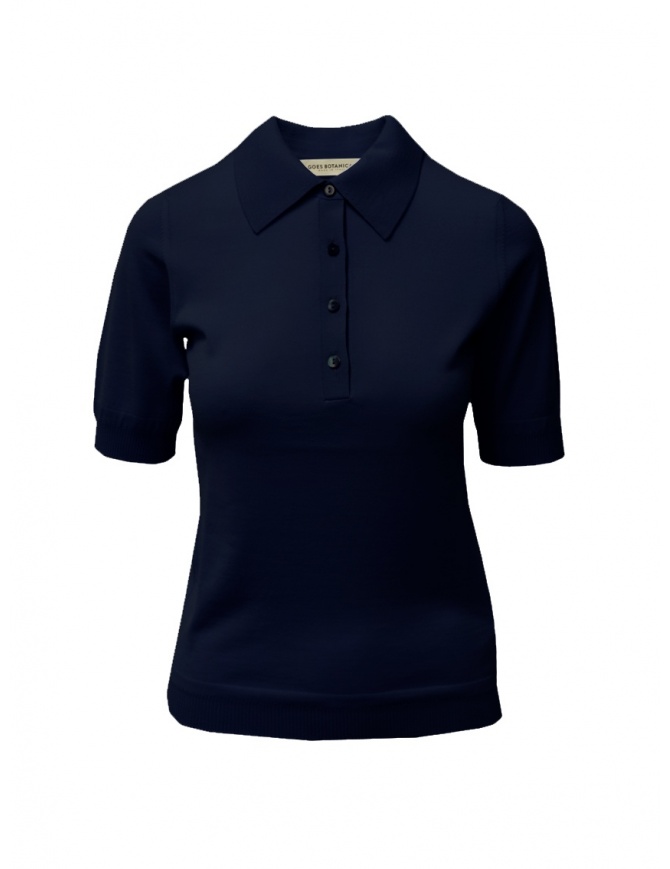 Goes Botanical polo shirt in blue Merino wool 139D 3343 BLU womens t shirts online shopping