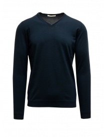 Men s knitwear online: Goes Botanical petroleum blue V-neck pullover