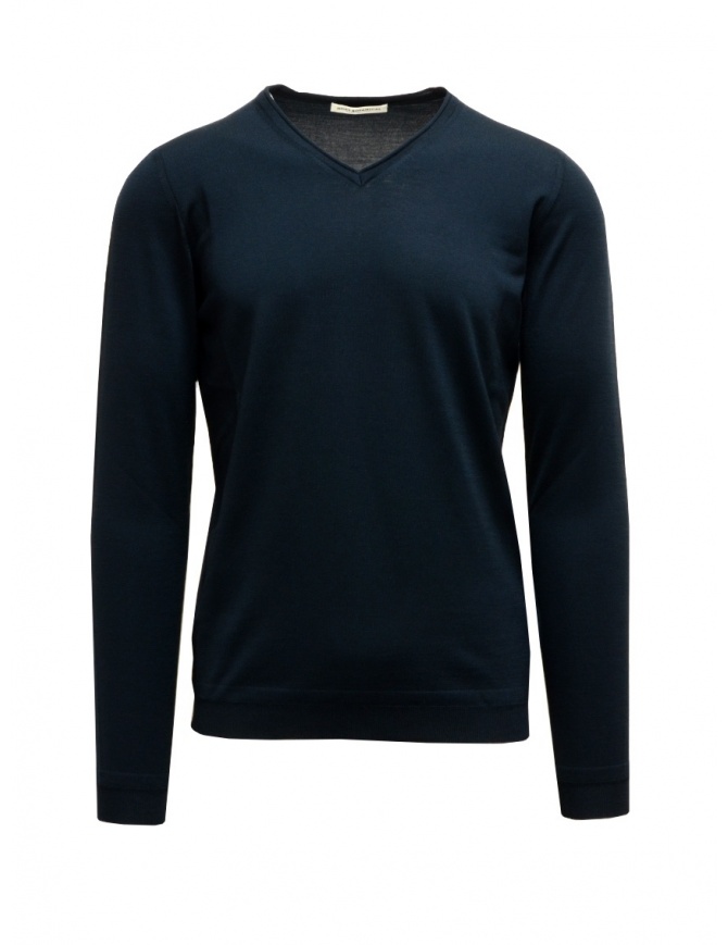 Goes Botanical petroleum blue V-neck pullover 102 4355 PETROLIO men s knitwear online shopping