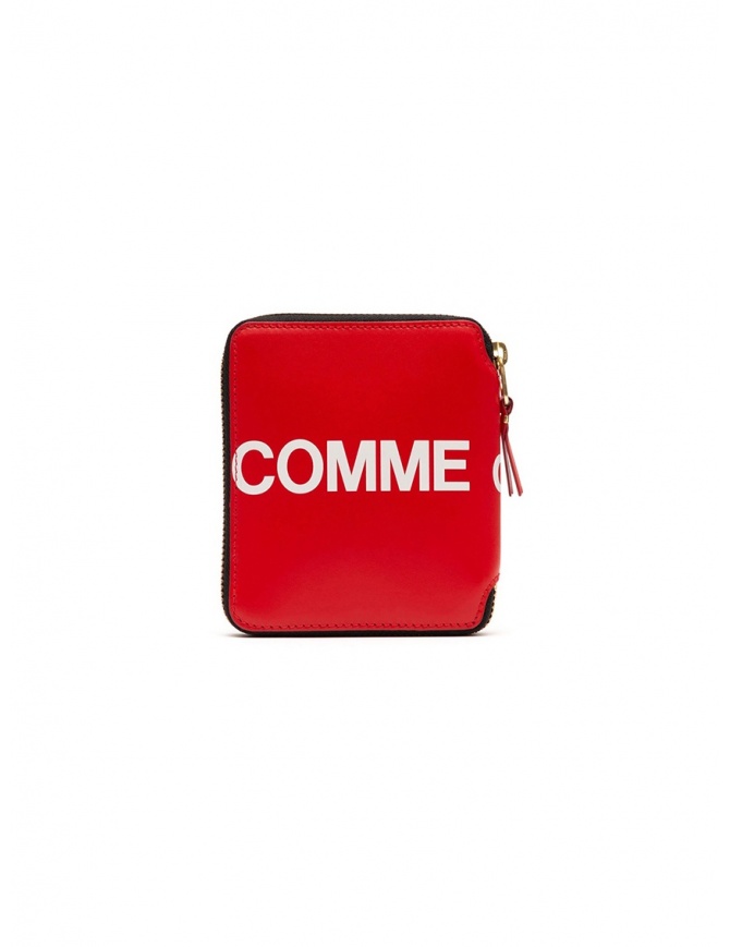 Comme des Garçons red leather wallet with logo SA2100HL HUGE LOGO RED wallets online shopping