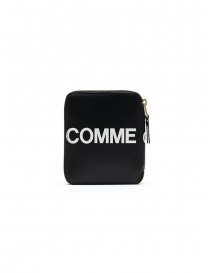 Comme des Garçons black compact wallet with logo online