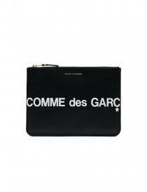 Portafogli online: Comme des Garçons SA5100HL busta in pelle nera con logo grande