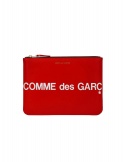 Comme des Garçons medium red leather pouch with huge logo