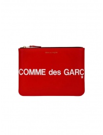 Comme des Garçons busta media in pelle rossa con logo grande online