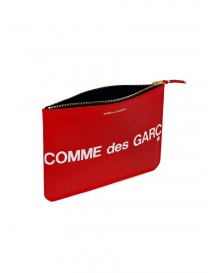 Comme des Garçons busta media in pelle rossa con logo grande