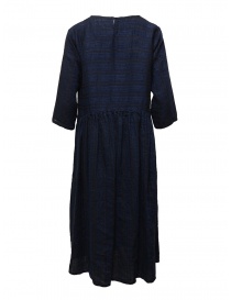 Vlas Blomme long dress in blue striped linen