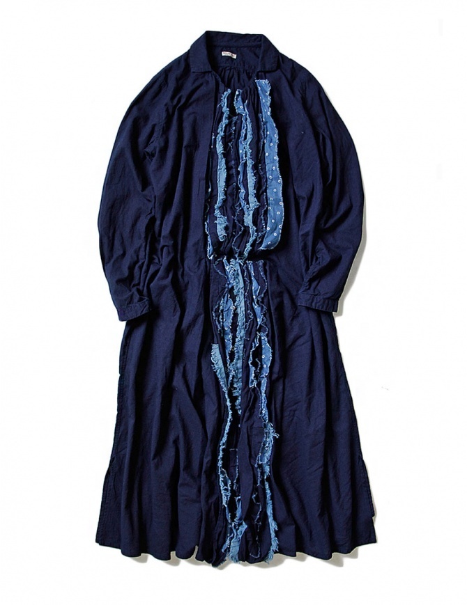 Kapital blue indigo dress with rouches EK-641 IDG womens dresses online shopping