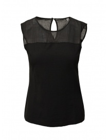 Women s tops online: European Culture black semitransparent sleeveless shirt
