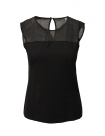 European Culture black semitransparent sleeveless shirt 38MU 2777 1600 BLK