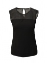 European Culture black semitransparent sleeveless shirt buy online 38MU 2777 1600 BLK