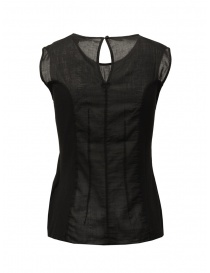European Culture black semitransparent sleeveless shirt price