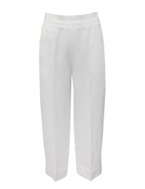 European Culture pantaloni ampi bianchi in lino e cotone 07EU 7076 1101 WHT