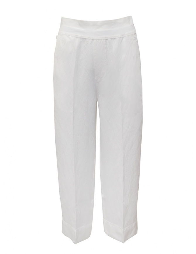 European Culture pantaloni ampi bianchi in lino e cotone 07EU 7076 1101 WHT pantaloni donna online shopping