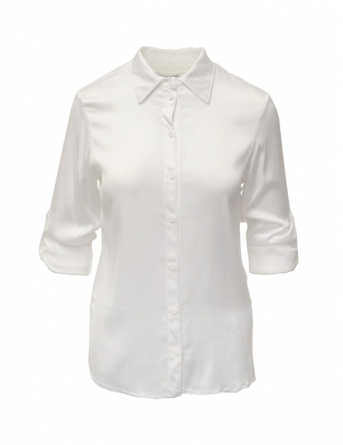 European Culture white shirt with rolled up sleeves 65B0 6492 1101 WHT womens shirts online shopping