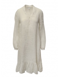 Womens dresses online: European Culture long dress in ecru linen blend