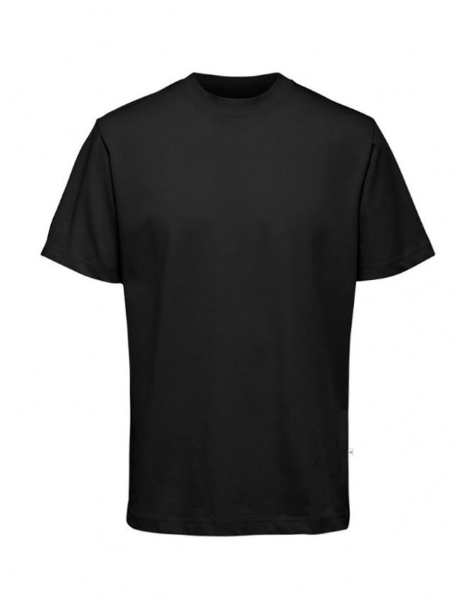Selected Homme t-shirt nera in cotone organico 16077385 BLACK t shirt uomo online shopping