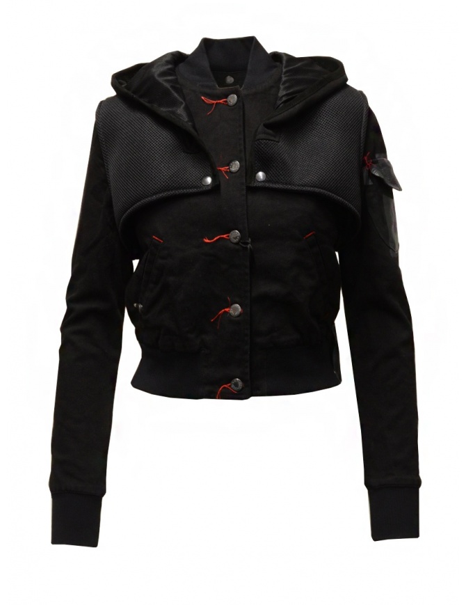 D.D.P. 2 in 1 black bomber jacket with detachable hood WBJ001 BLK womens jackets online shopping