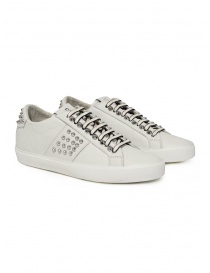 Womens shoes online: Leather Crown Studlight white sneakers with studs