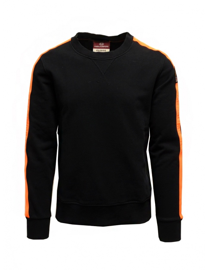 Parajumpers Armstrong black sweatshirt with orange bands PMFLEXF01 ARMSTRONG BLACK men s knitwear online shopping