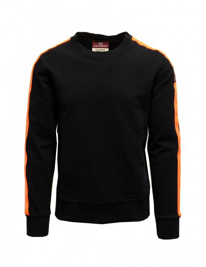 Parajumpers Armstrong felpa nera con fasce arancioni PMFLEXF01 ARMSTRONG BLACK maglieria uomo online shopping