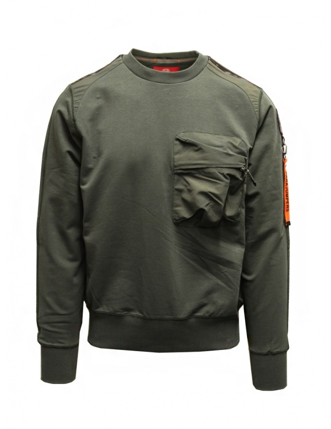 Parajumpers Sabre green sweatshirt with front pocket PMFLERE01 SABRE SYCAMORE men s knitwear online shopping