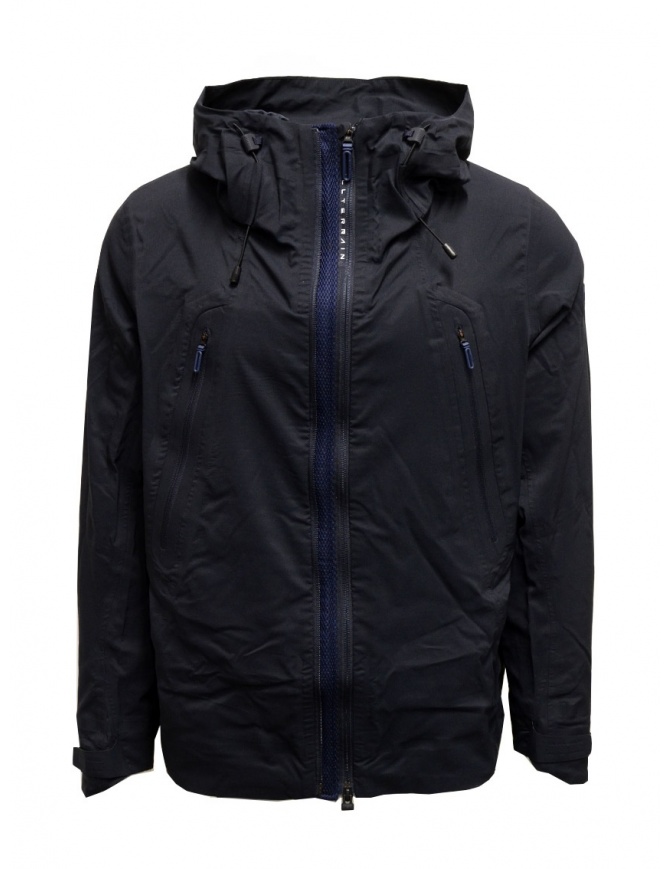 Descente Schematech blue hooded jacket DAMRGC36U NVGR mens jackets online shopping