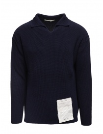 Ballantyne Raw Diamond pullover collo a camicia blu in cotone S2P082 7C037 13777 BLK-NVY ordine online