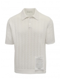 Men s knitwear online: Ballantyne Raw Diamond pierced white cotton polo shirt