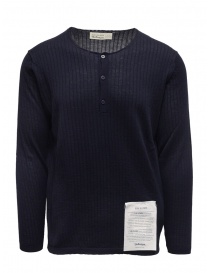 Men s knitwear online: Ballantyne Raw Diamond crewneck seraph in dark blue cashmere