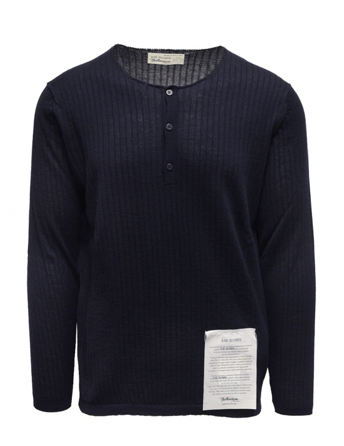 Ballantyne Raw Diamond crewneck seraph in dark blue cashmere S2W047 16WS0 13777 BLK-NVY men s knitwear online shopping