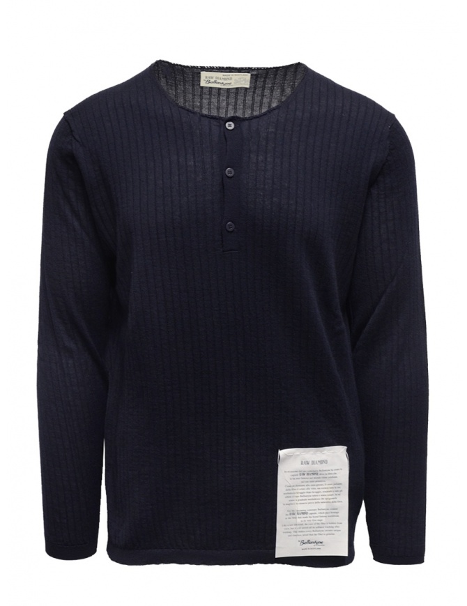 Ballantyne Raw Diamond serafino girocollo in cashmere blu scuro S2W047 16WS0 13777 BLK-NVY maglieria uomo online shopping